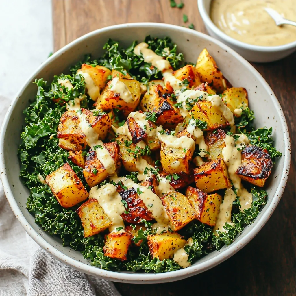 Spicy Potato Kale Bowls with Mustard Tahini Dressing