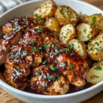 Honey BBQ Chicken and Garlic Parmesan Potatoes