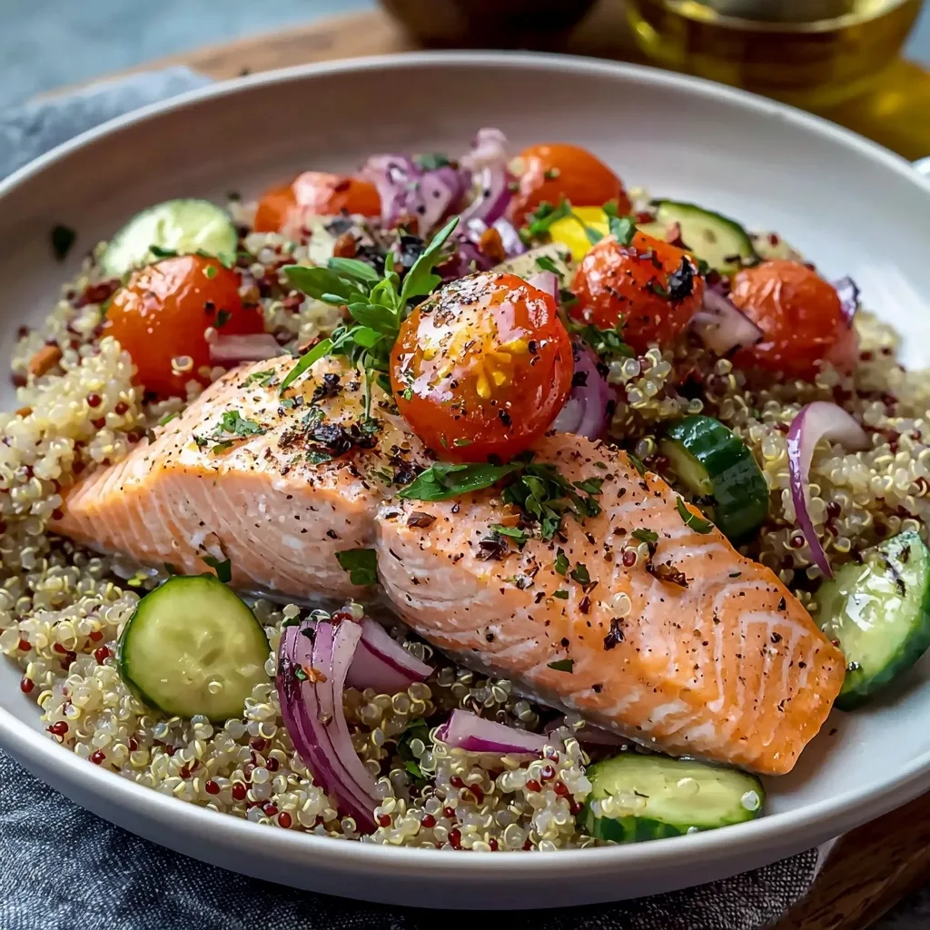 Easy Poached Salmon and Quinoa Salad