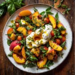 Peach and Burrata Salad with Honey Herb Vinaigrette