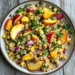 Zesty Peach and Corn Quinoa Salad with Champagne Vinaigrette