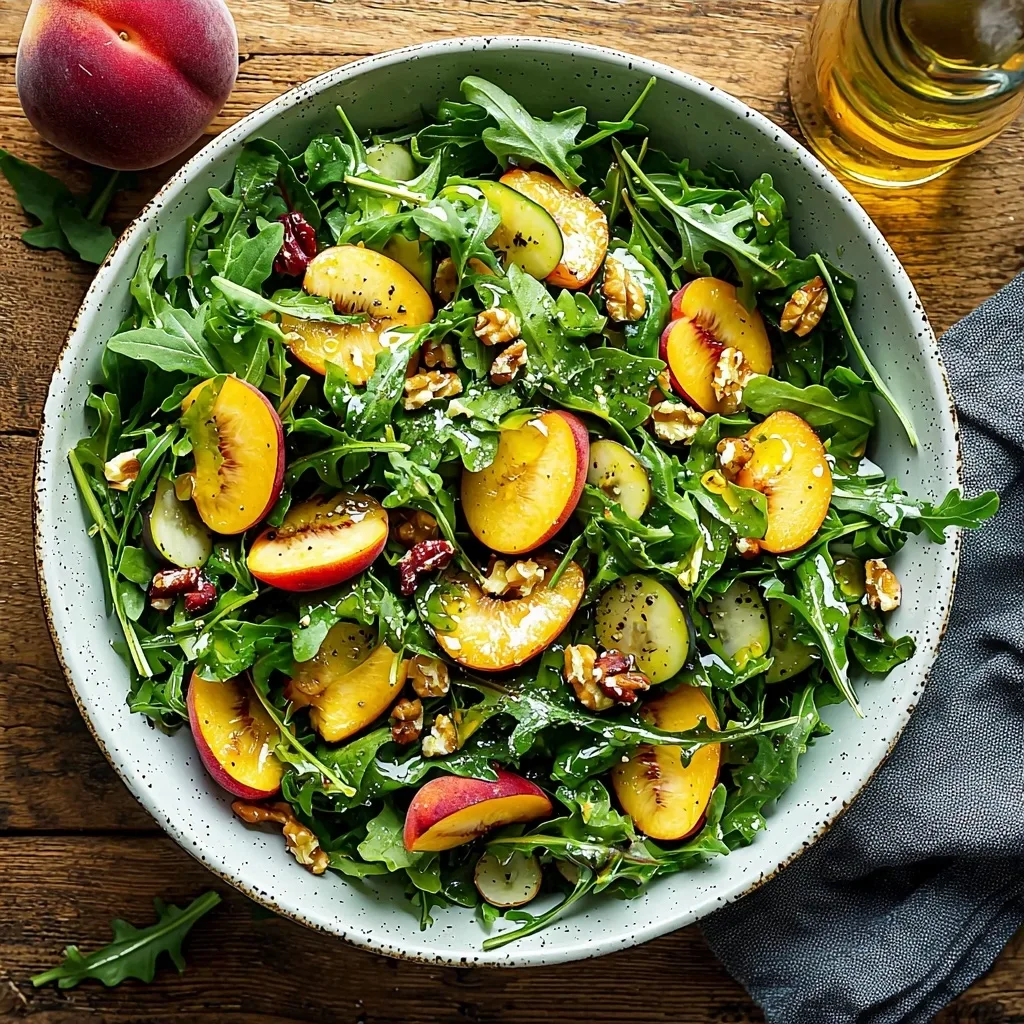 Healthy Summer Salad with Arugula and Peaches