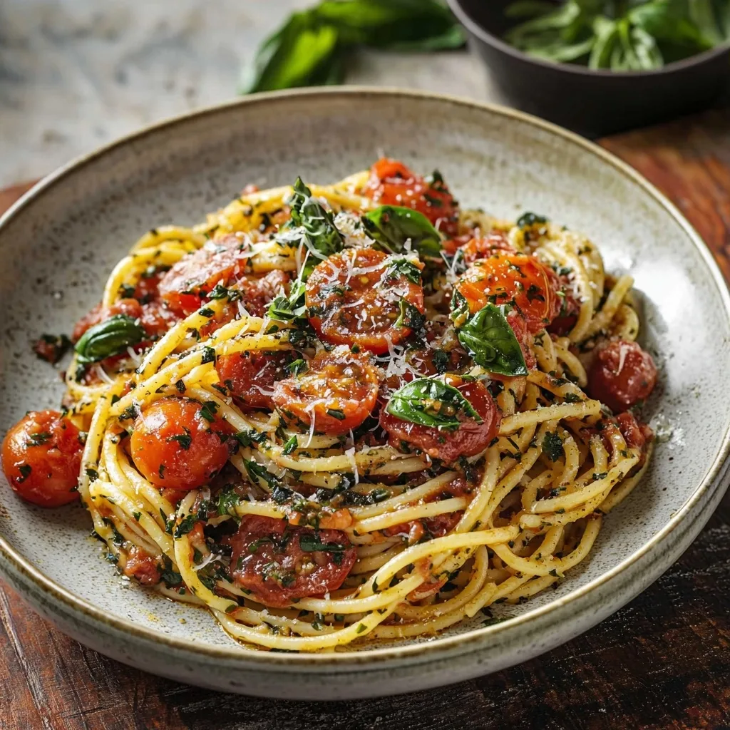 Easy Cherry Tomato Bruschetta Pasta
