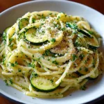 Pasta with Zucchini Lemon Garlic Sauce