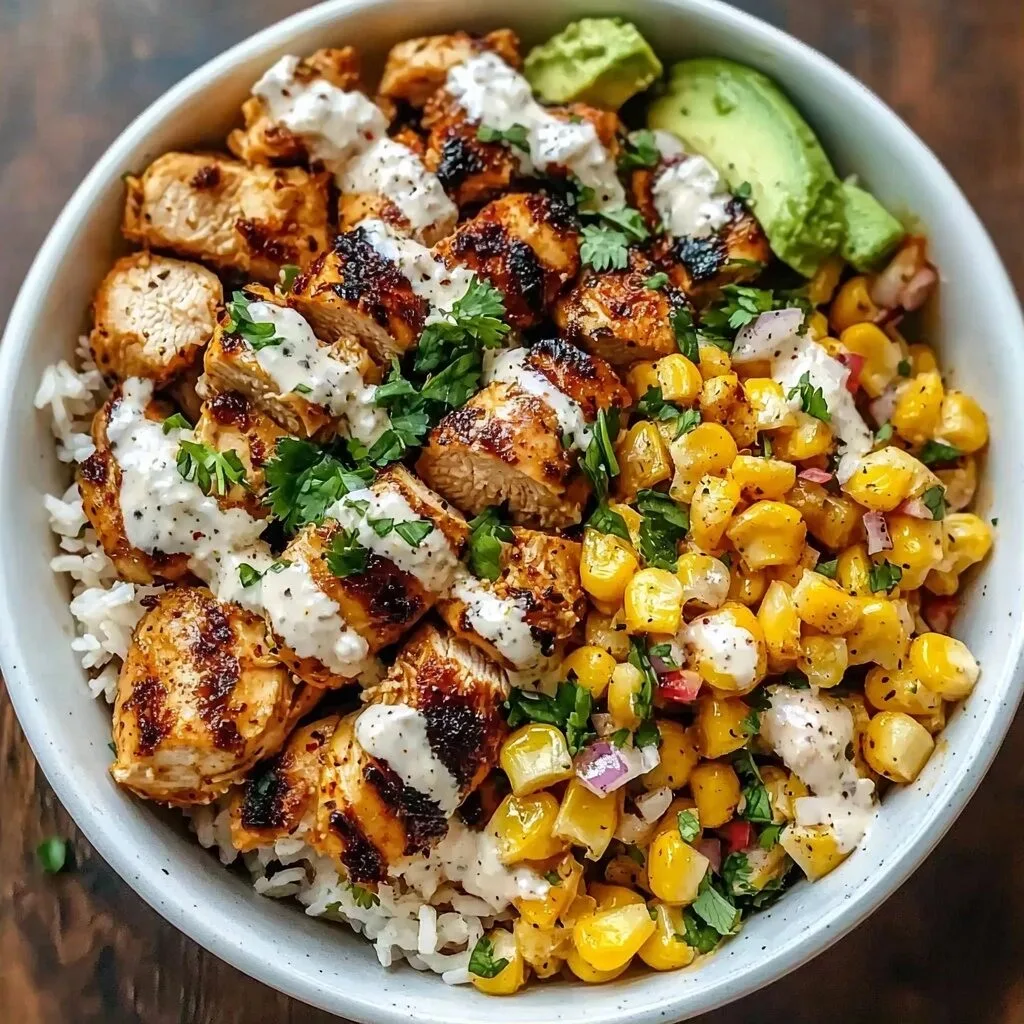 High Protein Street Corn Chicken Bowls