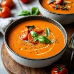 Tomato Basil Soup with Fresh Roasted Tomatoes