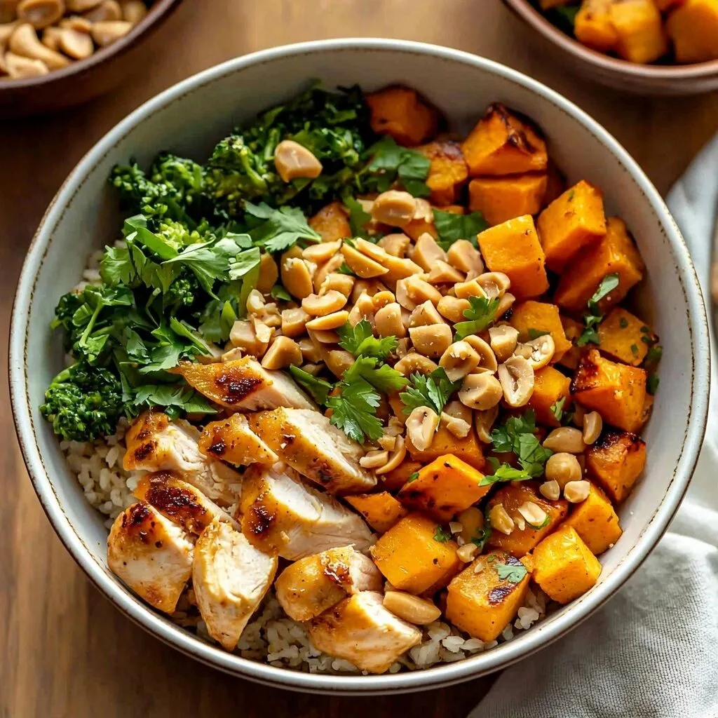 Thai-Inspired Sweet Potato Peanut Bowl With Chicken
