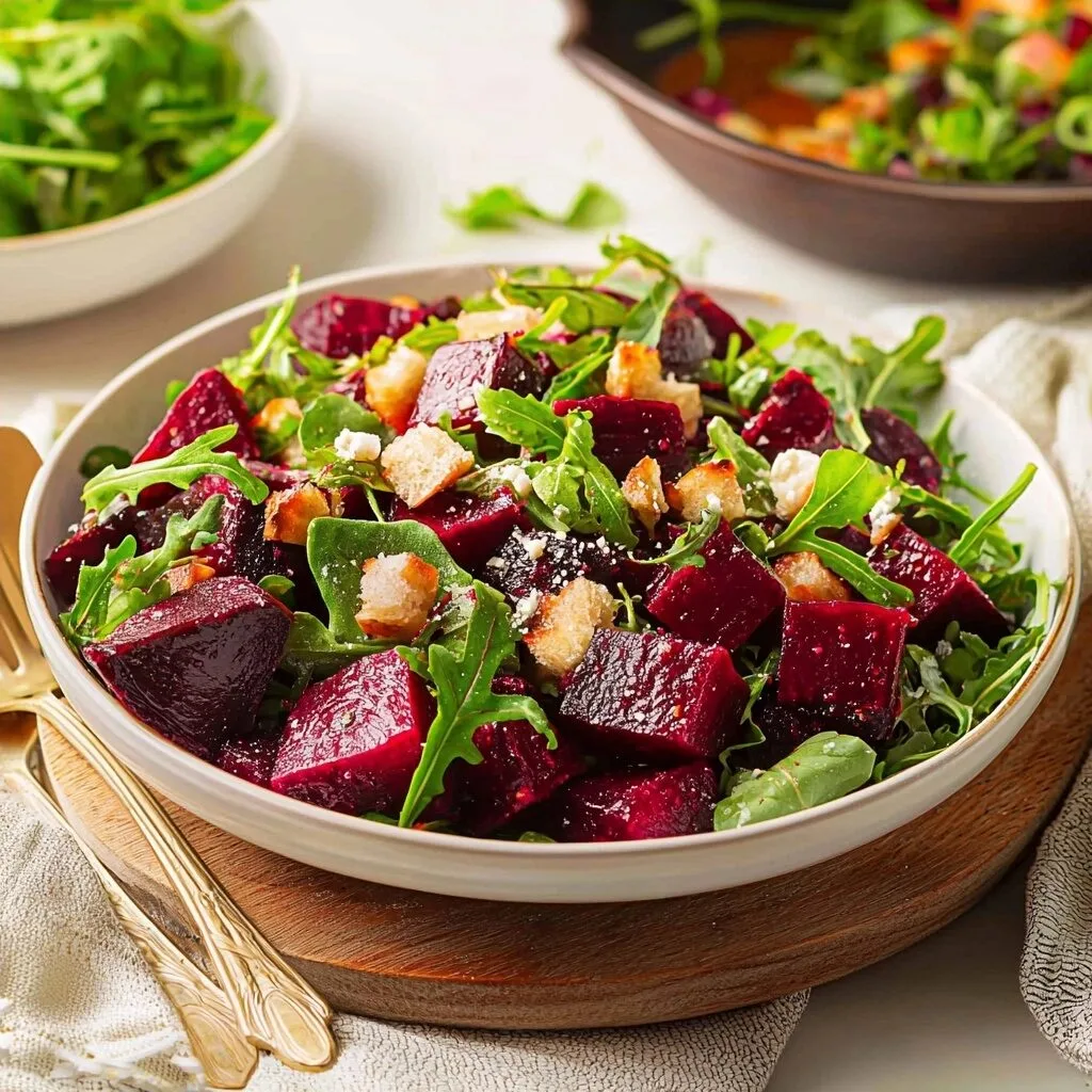 Roasted Beet Salad with Miso Ginger Dressing