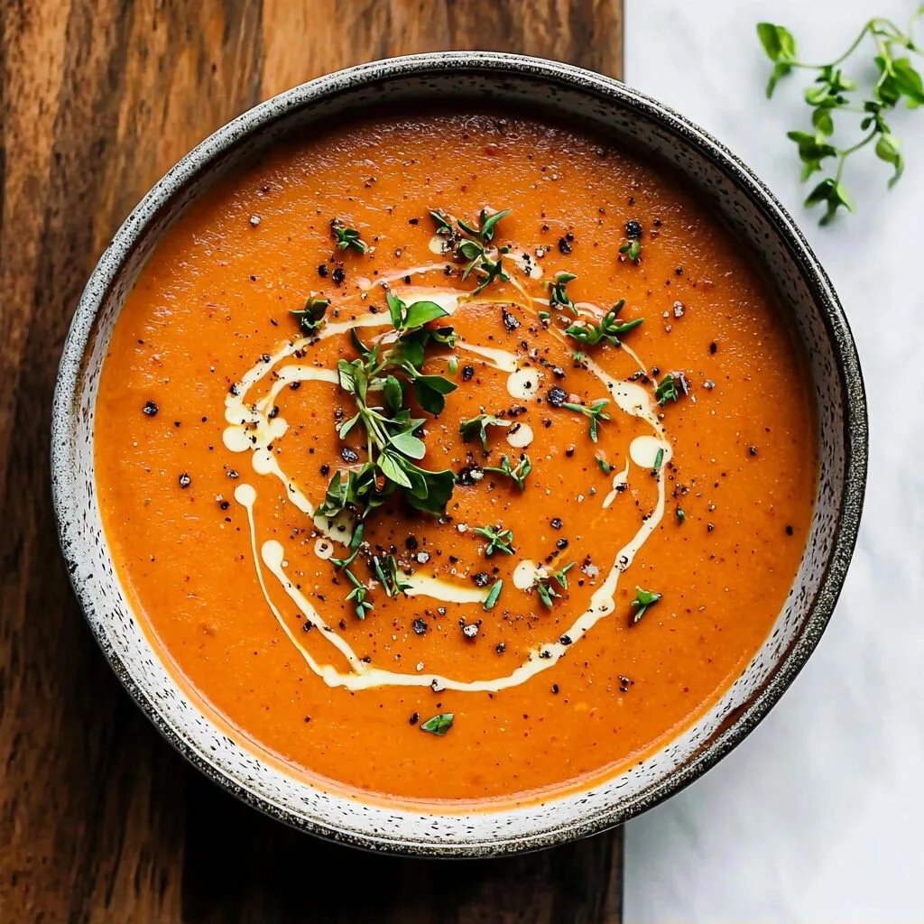 Quick Creamy Roasted Red Pepper Soup (25 Minutes)