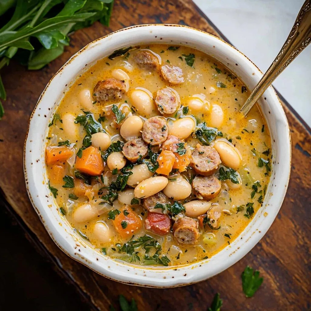 Epic Creamy Tuscan White Bean Soup with Sausage