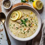 Greek Creamy Chicken Lemon Rice Soup