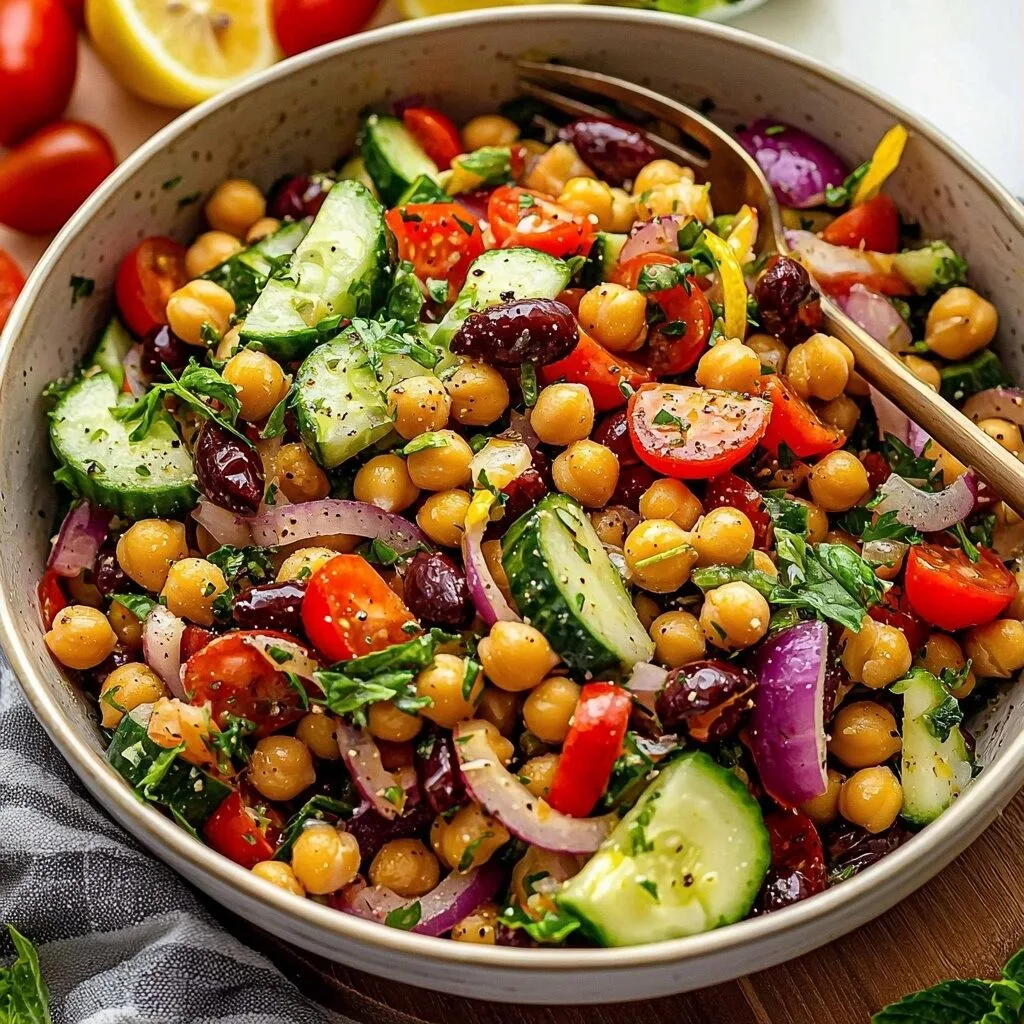 Mediterranean Chickpea Salad with Easy Lemon Vinaigrette