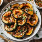 Roasted Acorn Squash Slices With Spicy Sweet Crunchies