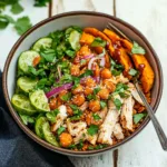 Spicy Sweet Potato Bowls with Shredded Chicken
