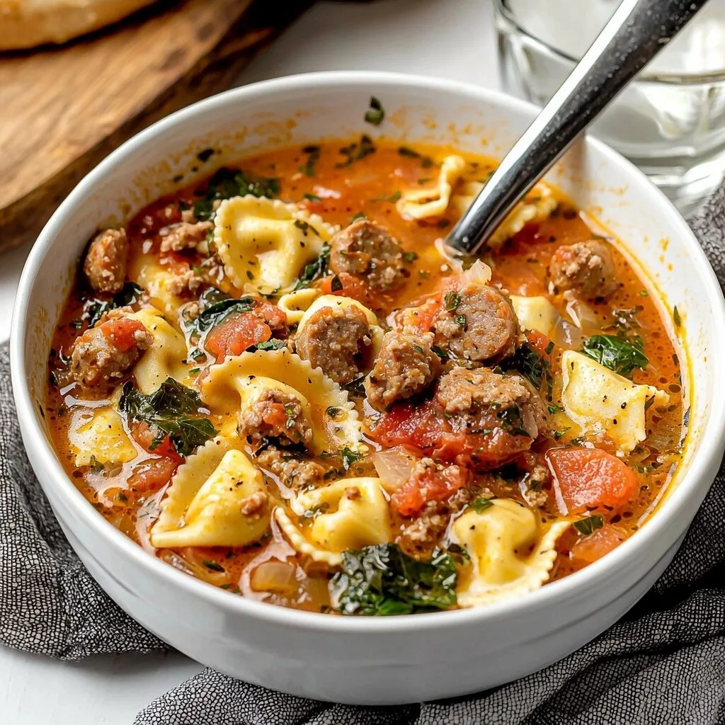 Easy Crockpot Sausage & Tortellini Soup