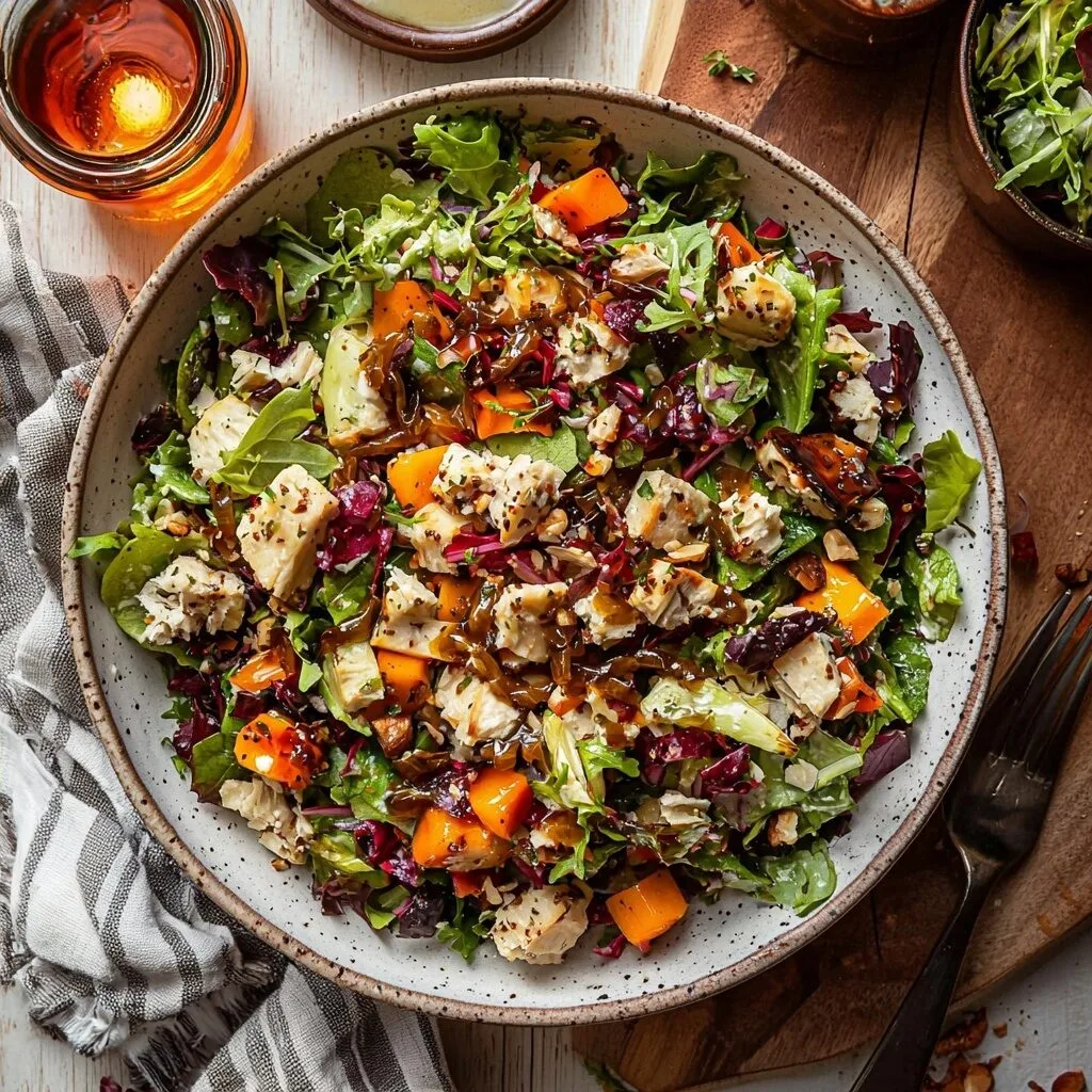 Harvest Fall Salad with Caramelized Shallot Dressing