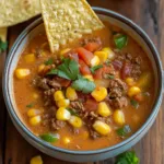 Creamy Beef Taco Soup with Corn