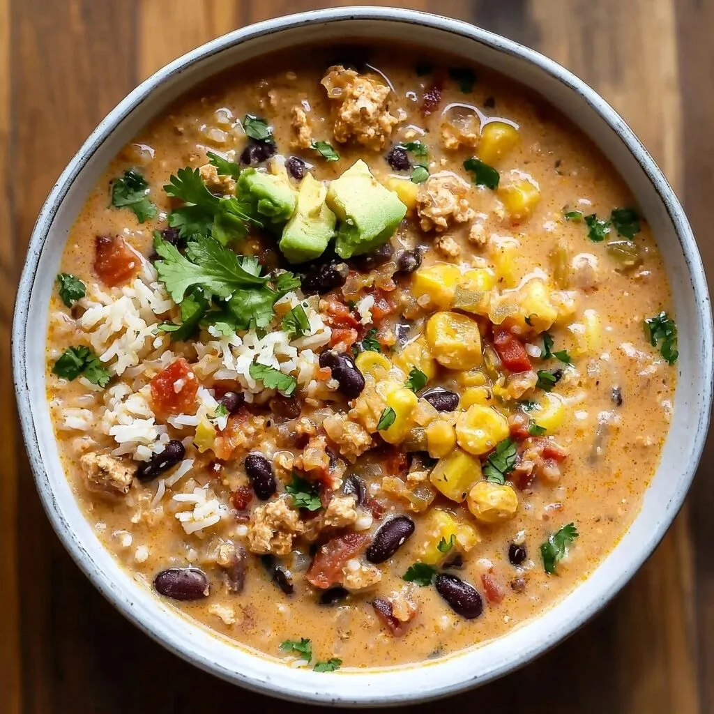 Creamy Taco Soup with Rice and Beans