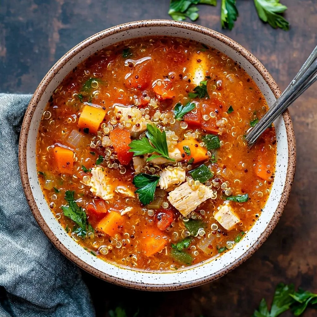 Crockpot Italian Chicken Quinoa and Vegetable Soup