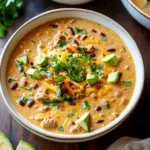 Creamy Taco Soup with Cheese and Green Onions