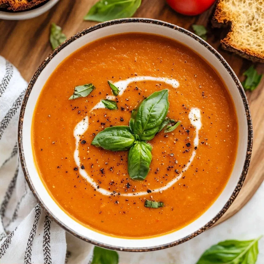 Creamy Roasted Tomato Basil Soup (Vegan)