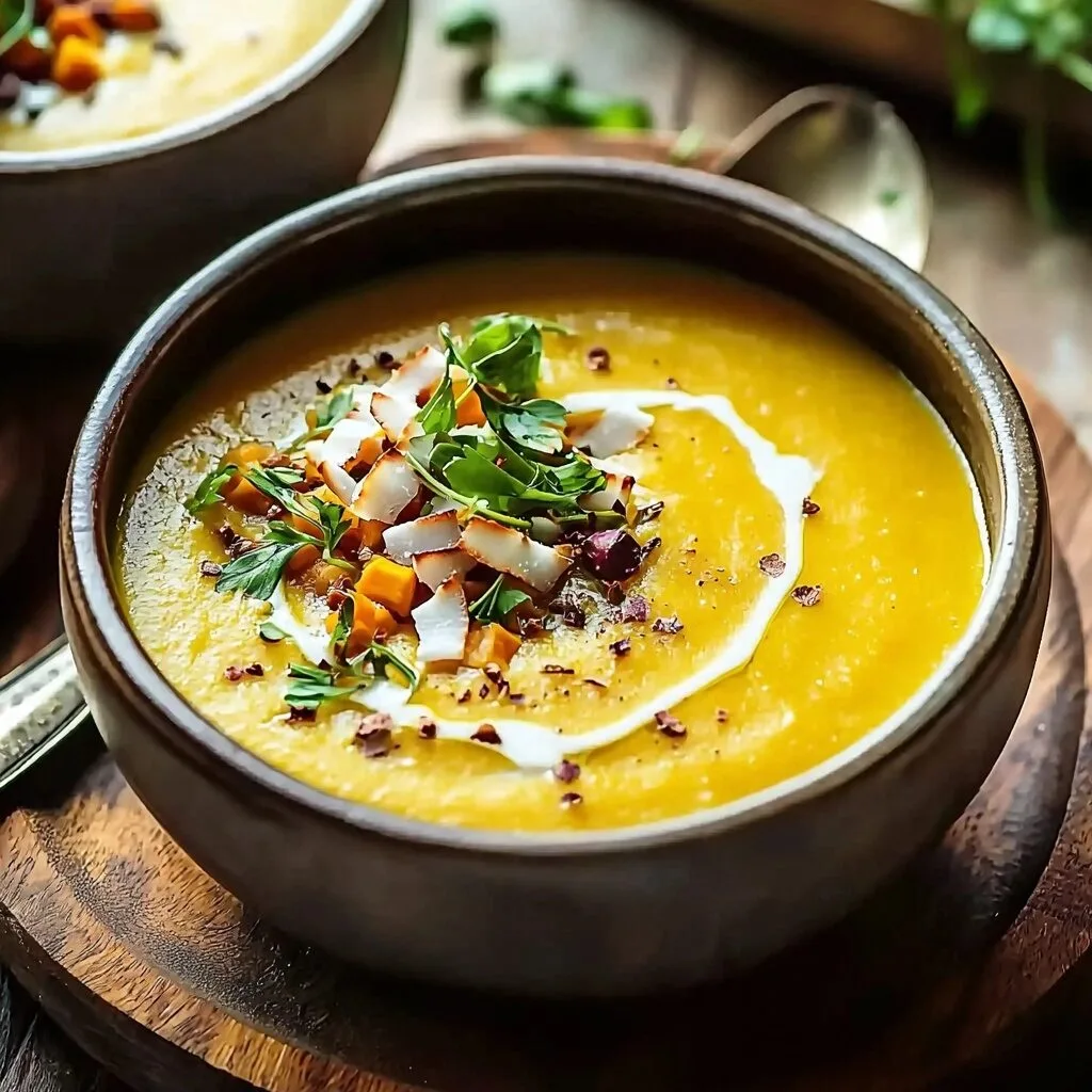 Savory Acorn Squash Soup with Coconut Milk