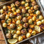 Fall Sheet Pan Gnocchi and Meatballs with Lemon Sauce