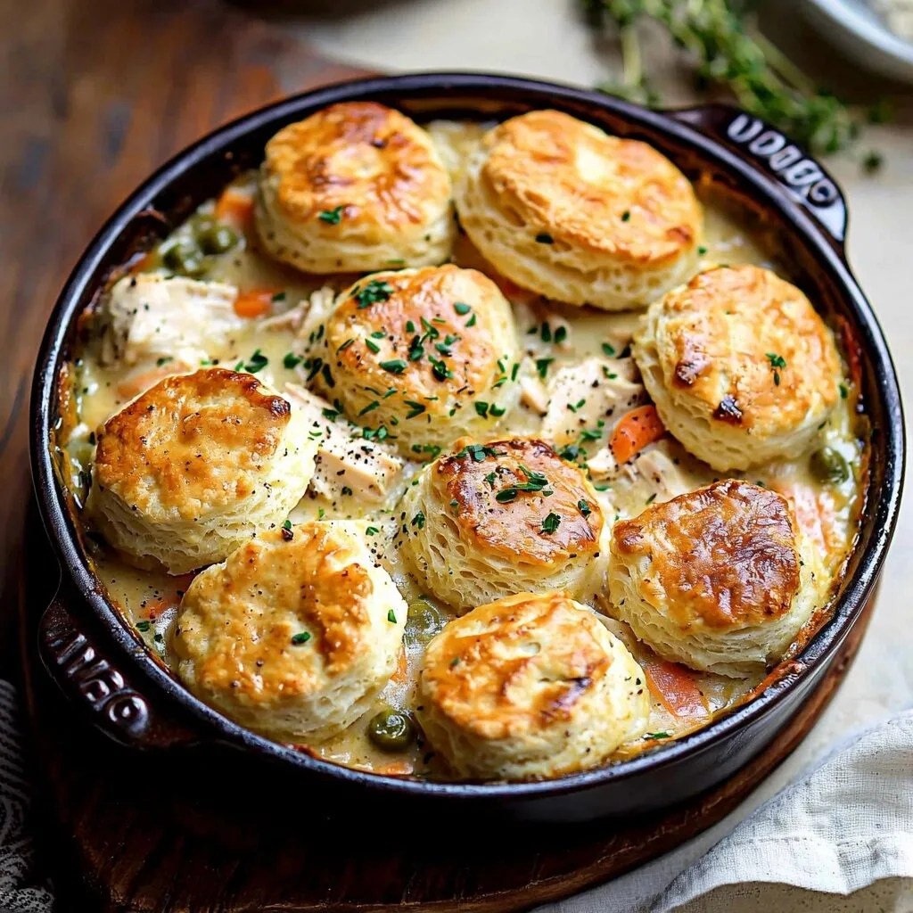 Easy Chicken Pot Pie Recipe with Biscuits