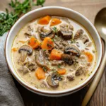 Pressure Cooker Creamy Mushroom Beef Soup