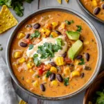 Creamy Taco Soup with Cilantro and Lime Crema