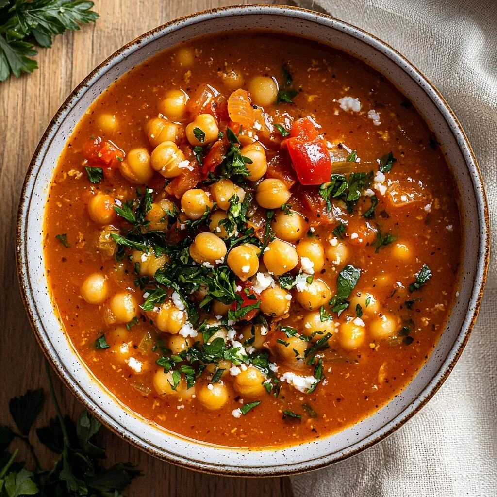 Smoky Mediterranean Chickpea Soup with Roasted Red Peppers