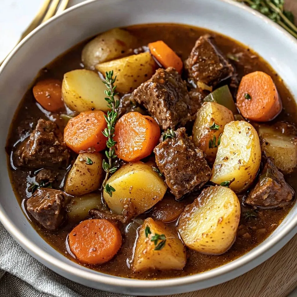 Homemade Beef Stew with Potatoes and Carrots, One Pot