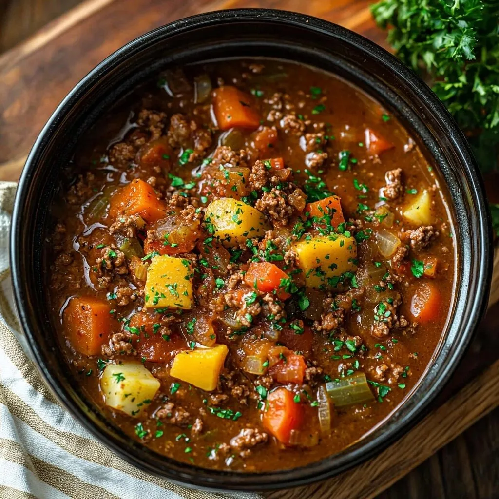 Slow Cooker Ground Beef Stew