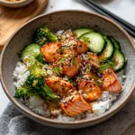 Sesame Salmon Rice Bowl with Ginger Sauce