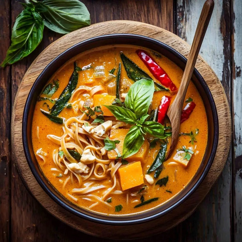 Spicy Thai Curry Pumpkin Noodle Soup