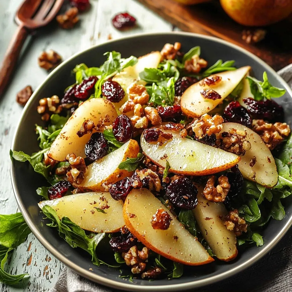 Pear Salad with Dried Cherries and Candied Walnuts